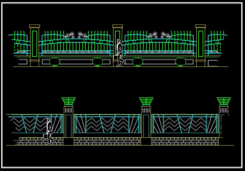 ★圍牆欄杆鐵藝鍛造設計Autocad模板 歐式古典鐵藝鍛造設計 鐵藝鍛造設計圖 鐵藝鍛造設計元素